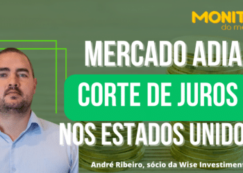 Edição com o assunto do episódio "mercado espera alimento do lucro das empresas" e a foto de André Ribeiro.