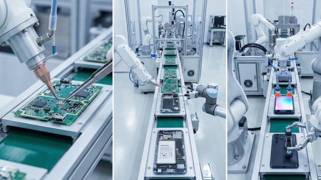 Milhares de microcomponentes e robôs de precisão cirúrgica: é assim que a engenharia monta em segundos o smartphone que está na sua mão