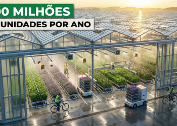 Com o tamanho de 80 campos de futebol e 1,4 km de vidro, a maior estufa do continente produz 300 milhões de plantas por ano sem depender de agrotóxicos