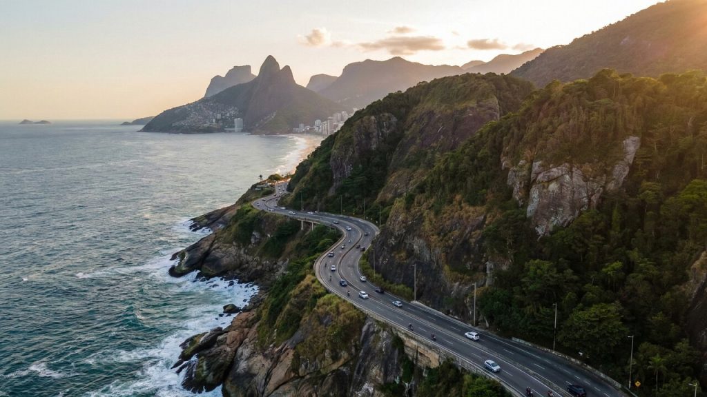 Avenida carioca ganha fama por seu traçado espetacular; esculpida na rocha entre o mar e a montanha, ela liga o Leblon a São Conrado