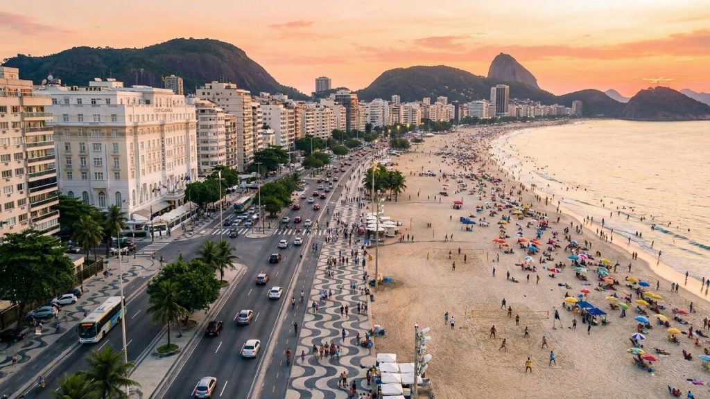 Com 4 km de orla e o famoso calçadão de pedras portuguesas, a avenida é o endereço da praia mais famosa do mundo e um ícone do Brasil