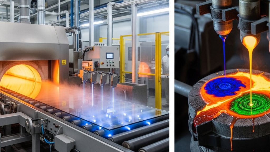 Com areia derretida a mais de 1.500°C, é assim que a indústria transforma um simples grão no material transparente do nosso dia a dia