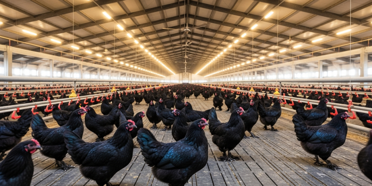 A imensa criação de galinha preta que fornece carne super especial e com muita proteína