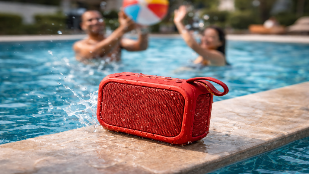 Caixas compactas com som alto e resistência à água