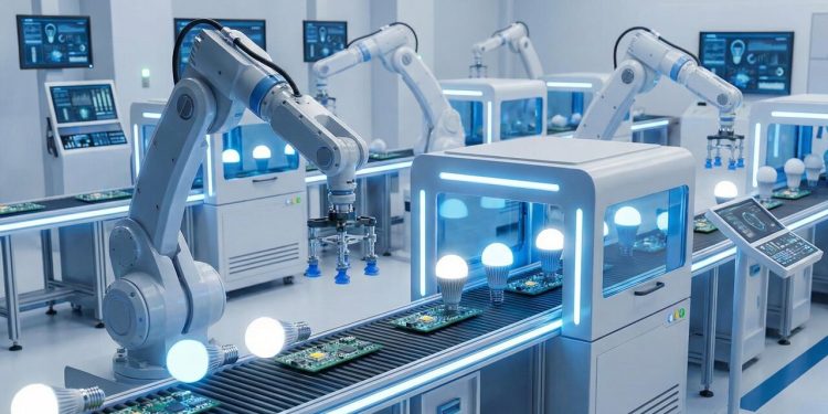 Milhões de diodos minúsculos e um robô de alta precisão: é assim que a engenharia encapsula a luz e produz as lâmpadas LED