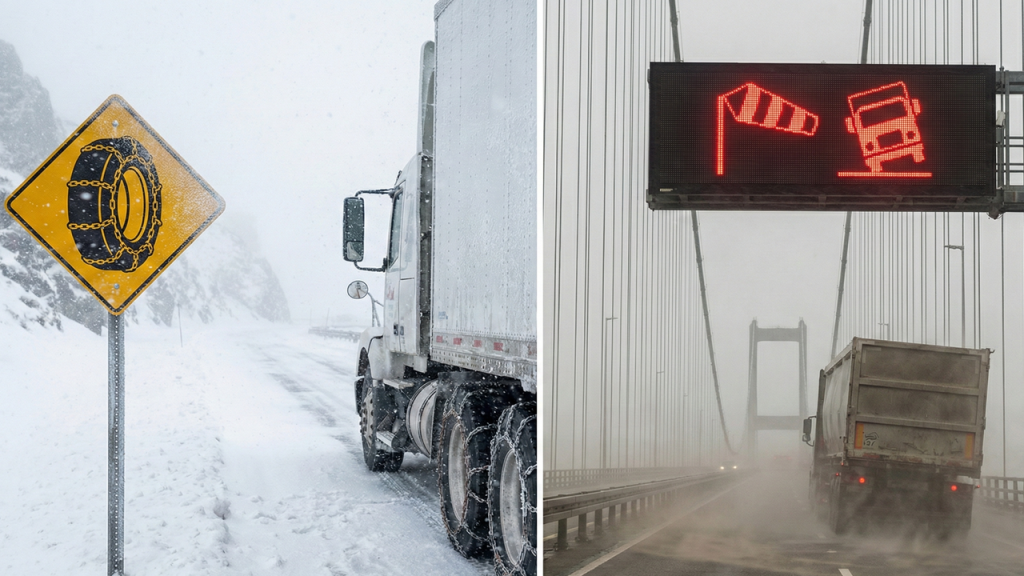 Avisos rodoviários pouco vistos que alertam para riscos fora do padrão urbano