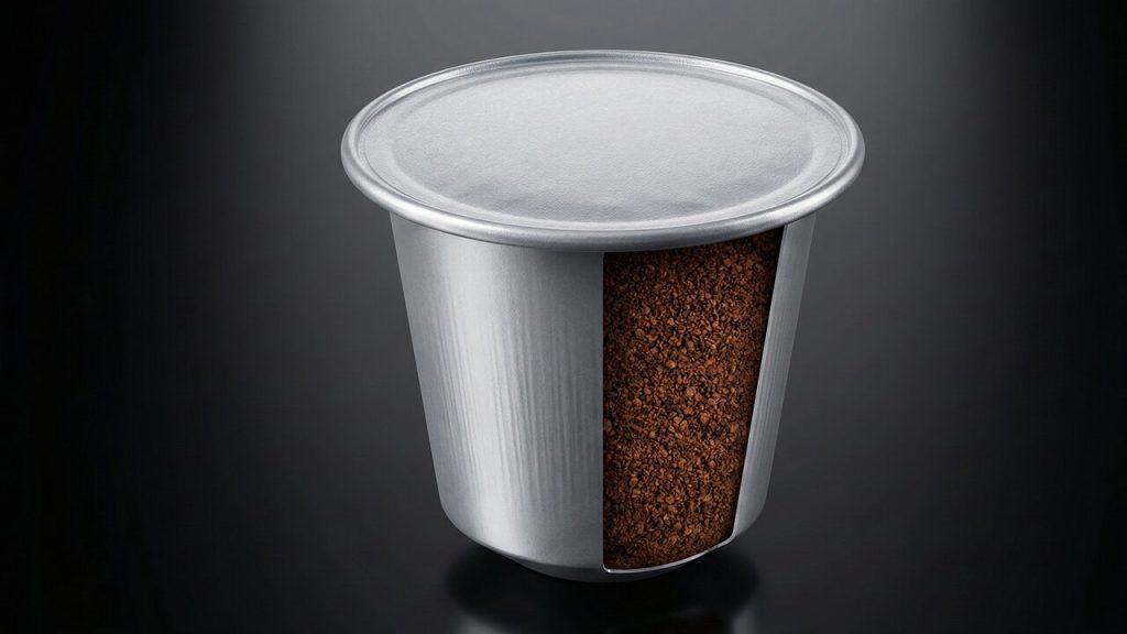 Com sete gramas de café moído e uma vedação hermética em alumínio reciclado, é assim que a indústria fabrica bilhões de cápsulas por ano