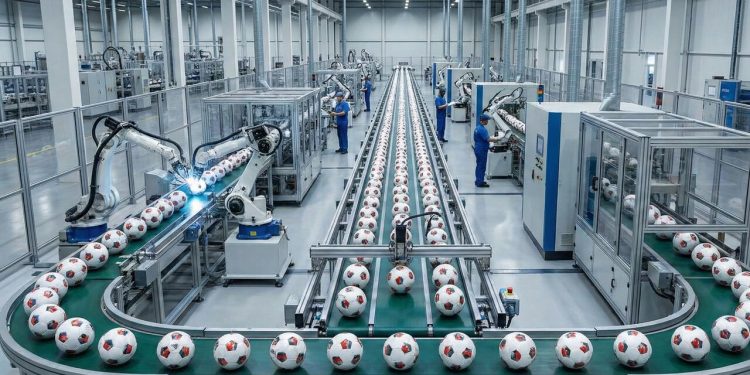 Feita com 20 painéis soldados a calor e pesando 450g, a bola oficial de futebol passa por testes de pressão rigorosos antes de ir para o gramado