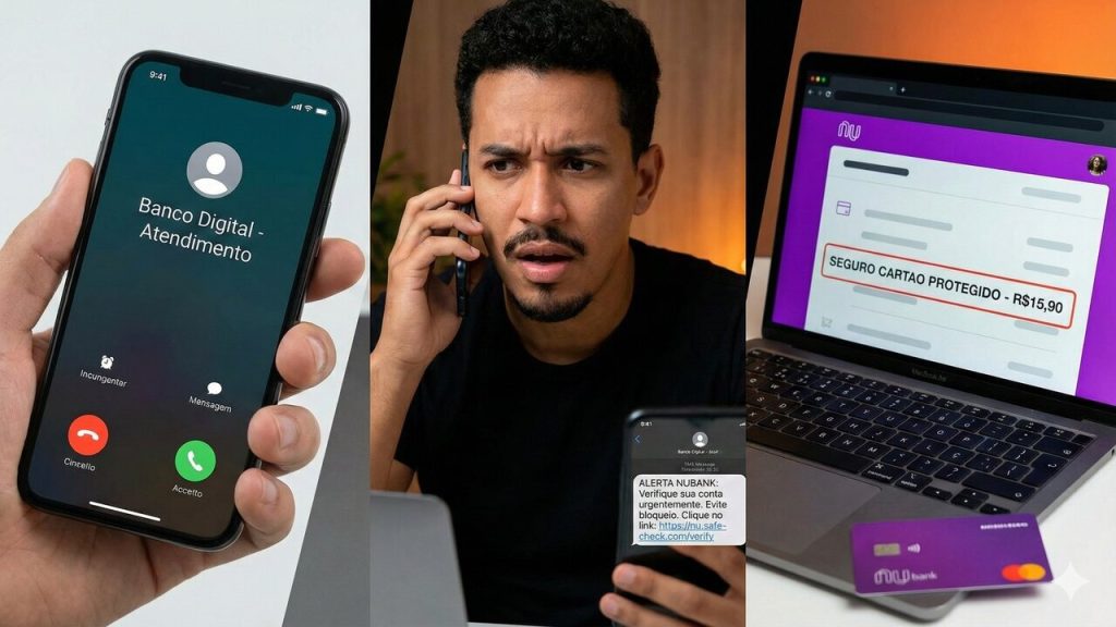 Alerta para clientes do Nubank e Inter: o golpe do falso seguro de cartão cria uma assinatura indevida