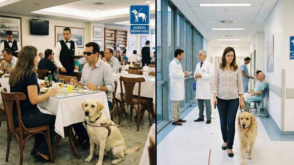 Comunicado para donos de restaurantes e lojas sobre a lei do cão-guia que prevê multa