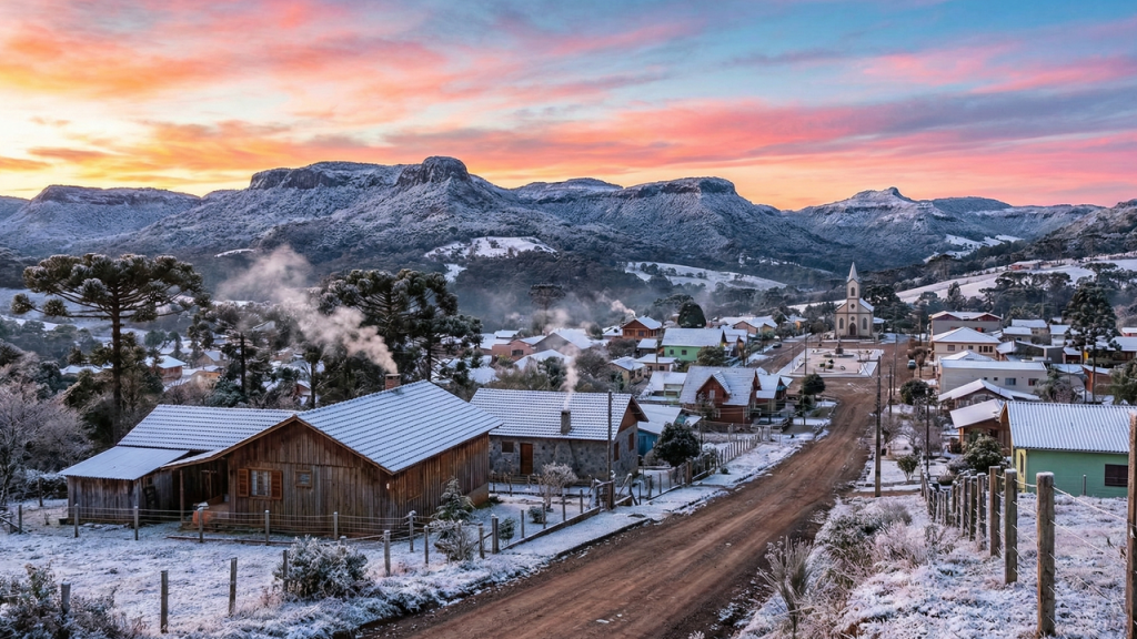 A pequena cidade serrana que atrai moradores com frio intenso e tranquilidade absoluta