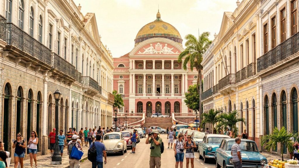 Avenida de Manaus vira um museu a céu aberto; com o Teatro Amazonas e prédios históricos, ela é o coração do ciclo da borracha