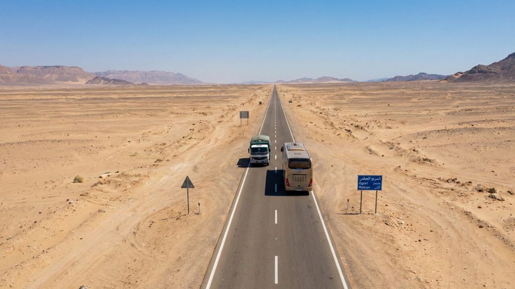 Com 300 km de extensão no deserto do Egito, a estrada já foi tão perigosa que motoristas viajavam com os faróis apagados à noite