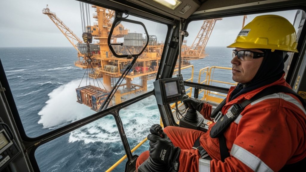 Cargas gigantes, falhas fatais e salários acima de R$ 25 mil colocam o operador de guindaste offshore entre os cargos mais críticos