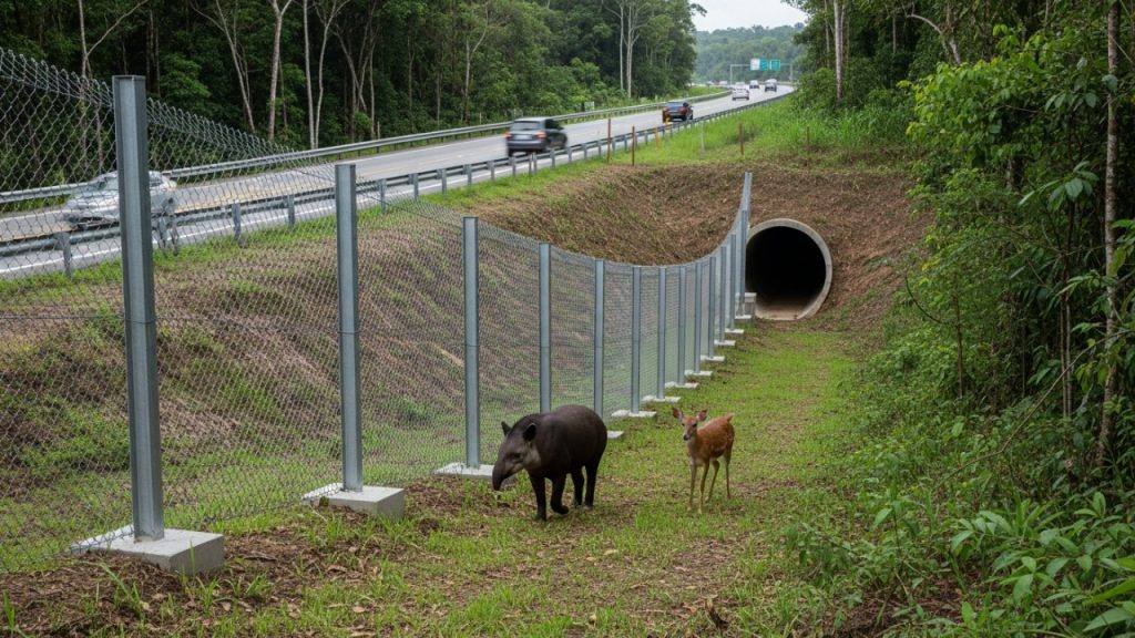 Rodovia corta áreas de preservação com passagens ecológicas