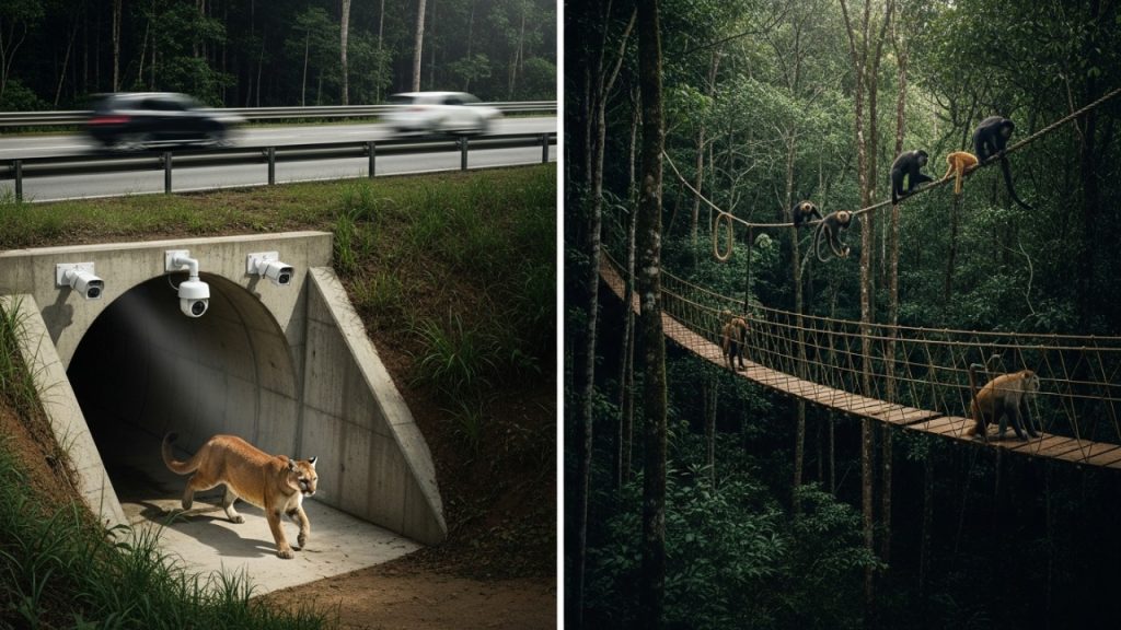 Rodovia corta áreas de preservação com passagens ecológicas