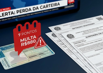 Três infrações de trânsito que somam 7 pontos e multa de R$ 880 na CNH
