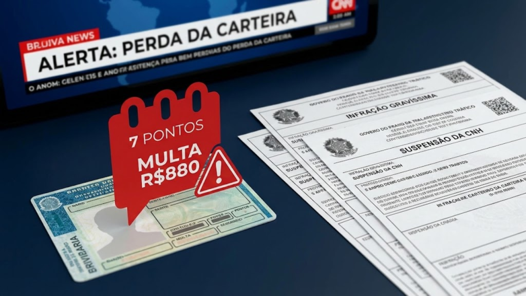 Três infrações de trânsito que somam 7 pontos e multa de R$ 880 na CNH 