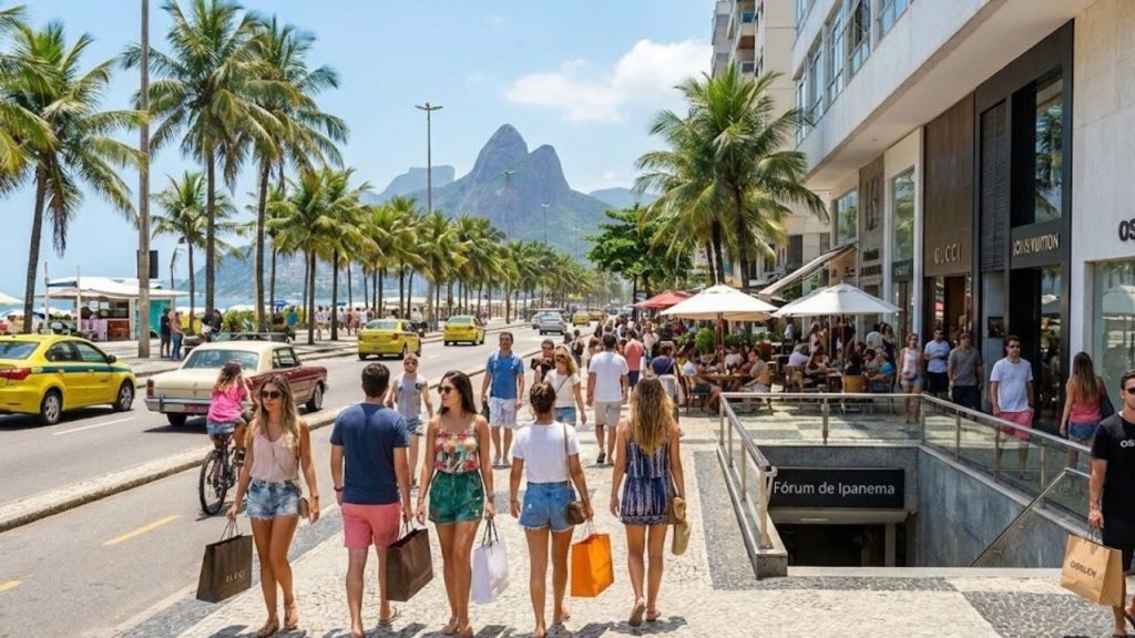 Rua carioca vira o coração de Ipanema; com seu comércio de luxo e vida agitada, ela é o centro do bairro mais charmoso do Rio