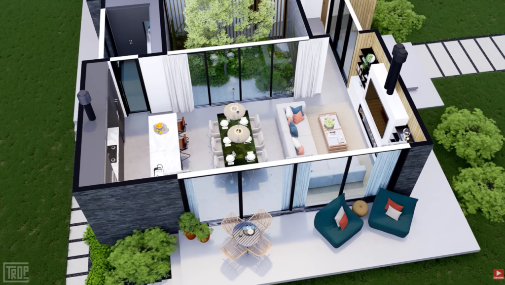 Casa em Antioquia com pátio interno, living integrado e ventilação natural transforma o convívio familiar