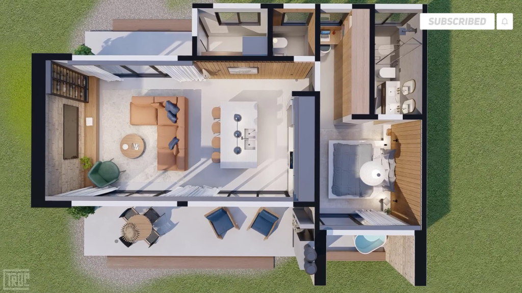 Casa compacta ideal para casais jovens e famílias pequenas que buscam praticidade diária