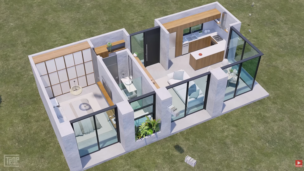 Casa pequena e moderna de 68 metros quadrados em meio à natureza integra conforto, luz natural e estilo contemporâneo