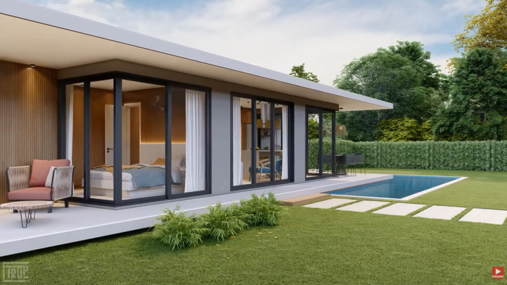 Casa compacta com jardim e piscina: conforto, praticidade e integração perfeita em espaço reduzido