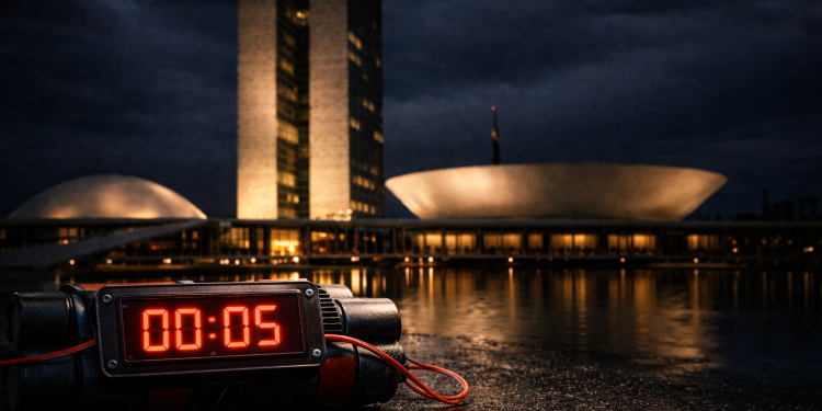 Congresso e bomba-relógio - Montagem feita por IA