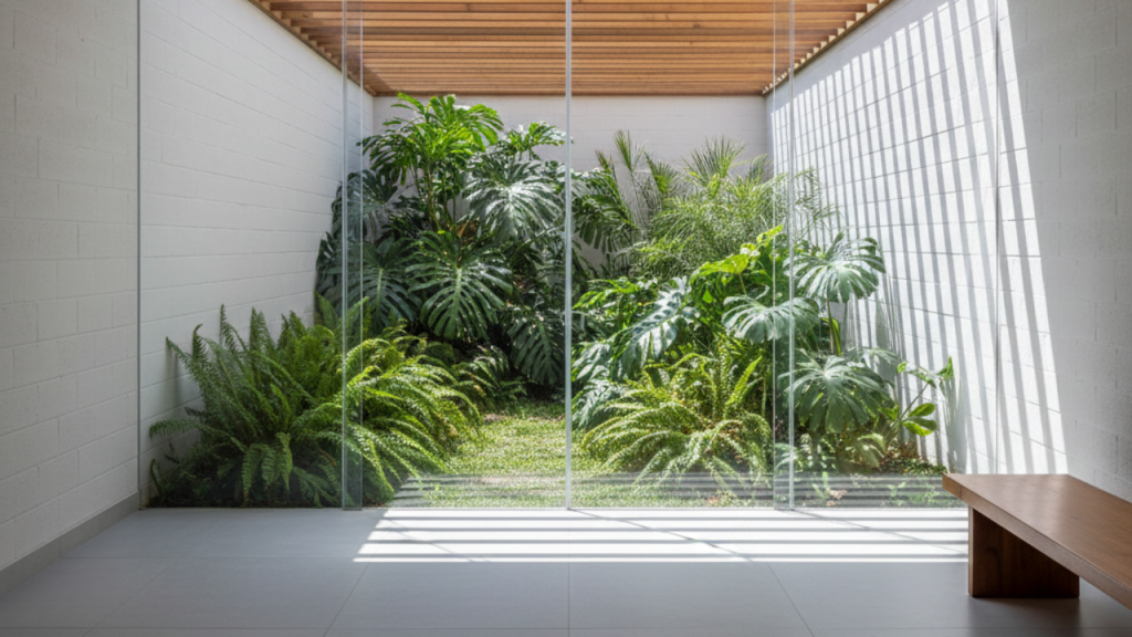 Casa térrea moderna com pátio central, conforto térmico e layout funcional