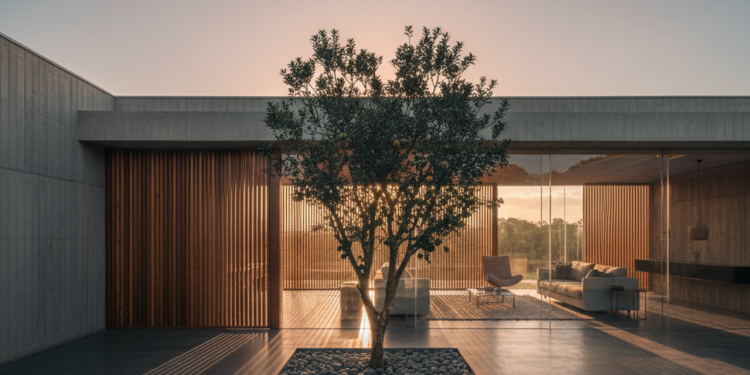 Casa térrea moderna com pátio central, conforto térmico e layout funcional