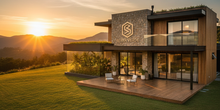 Casa de campo moderna com 132 metros quadrados une conforto, varanda ampla e integração total com a natureza