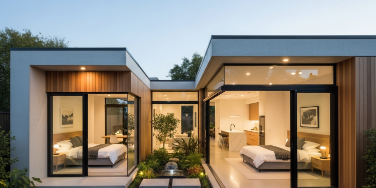 Casa térrea moderna com 2 suítes e jardim interno ideal para áreas urbanas compactas