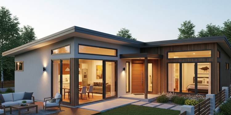 Casa térrea em L de 120 metros quadrados com 3 dormitórios, quintal lateral e integração social perfeita