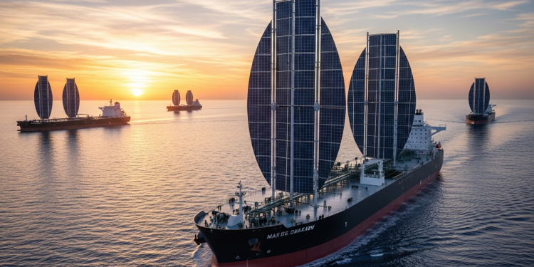 Navios petroleiros híbridos instalam velas solares para economizar 30% de diesel e cumprir novas regras ambientais de transporte marítimo