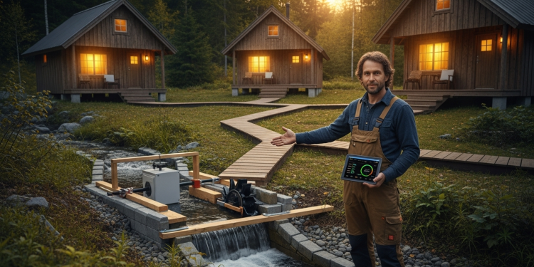 Sozinho, ele criou um sistema hidrelétrico off-grid em cabanas com segurança e eficiência