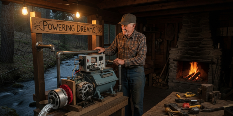 Sozinho, ele Construiu um gerador hidráulico autossuficiente em cabana off-grid