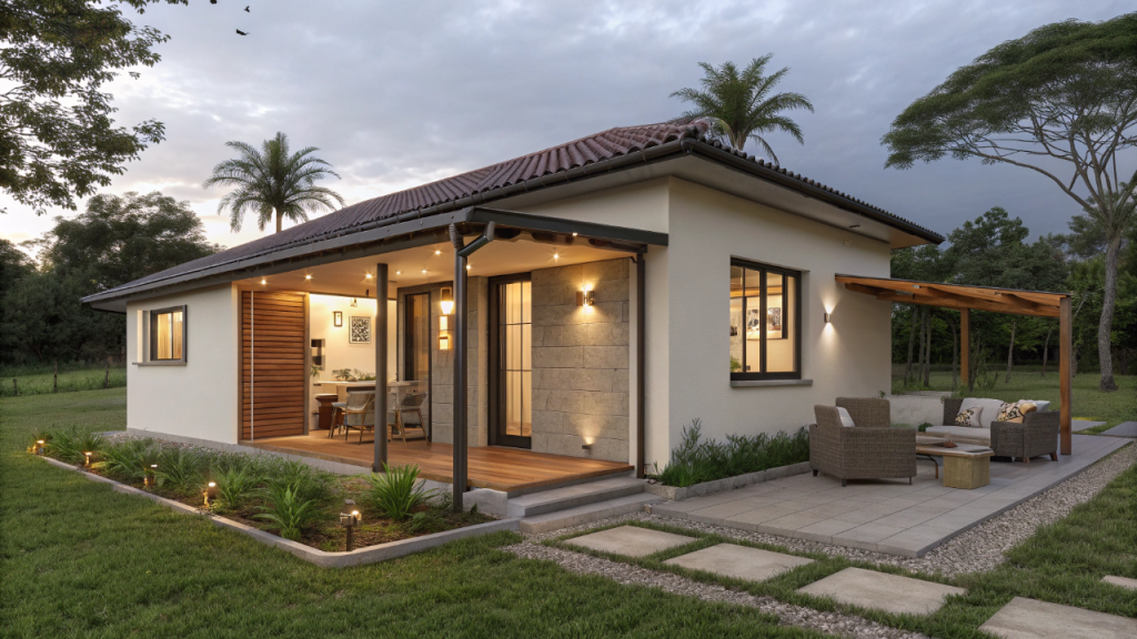 Casa compacta funcional de 74 metros quadrados une conforto térmico, baixo custo e excelente aproveitamento