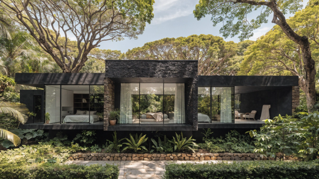 Como a casa linear moderna de 60 metros quadrados transforma pequenos espaços em ambientes amplos e confortáveis