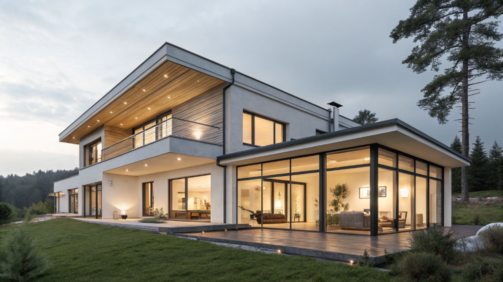 Projeto de casa minimalista com 2 suítes, escritório e alto desempenho térmico residencial