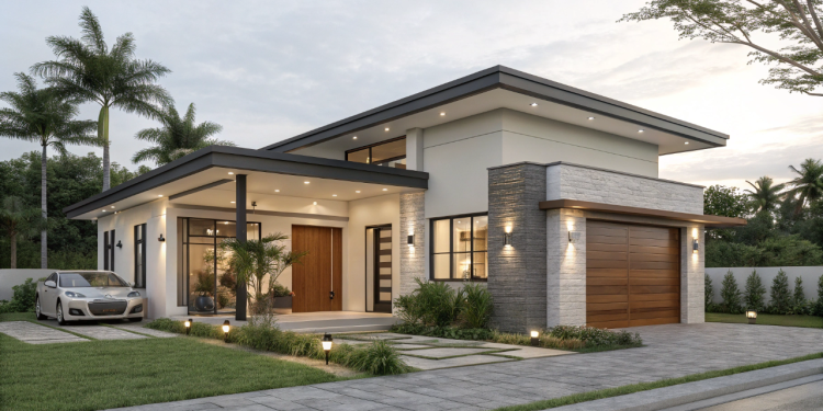 Planta de casa moderna de 98 metros quadrados garante conforto, economia e funcionalidade no dia a dia