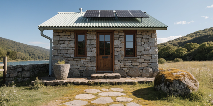 Projeto de casa escandinava sustentável com telhado verde une design, eficiência e natureza