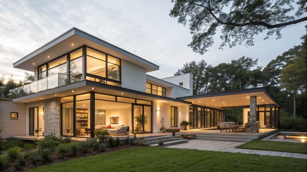 Projeto de casa térrea com 3 quartos, jardim de inverno e luz natural abundante o dia todo