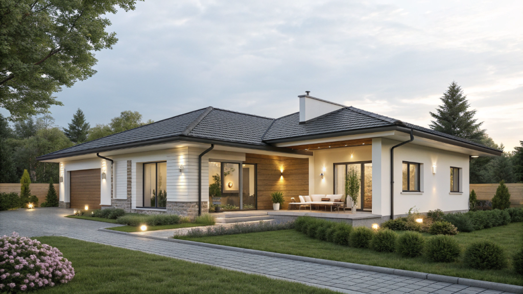 Casa em L de 128 metros quadrados combina conforto, quintal protegido e integração social para famílias modernas