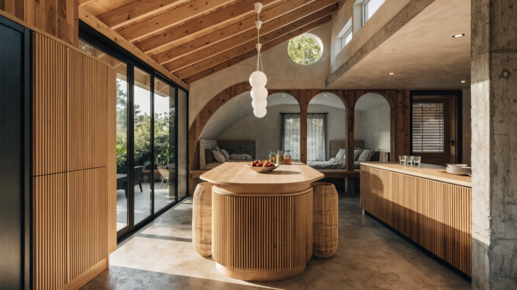 Casa compacta com varanda de 70 metros quadrados e 3 quartos une conforto térmico, organização e funcionalidade