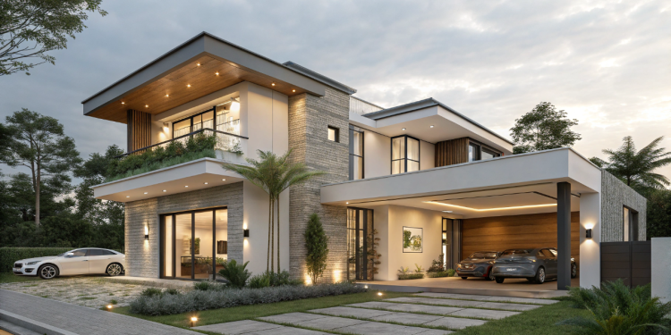 Casa contemporânea com 3 quartos, suíte e jardim interno com claraboia que eleva conforto e luz natural