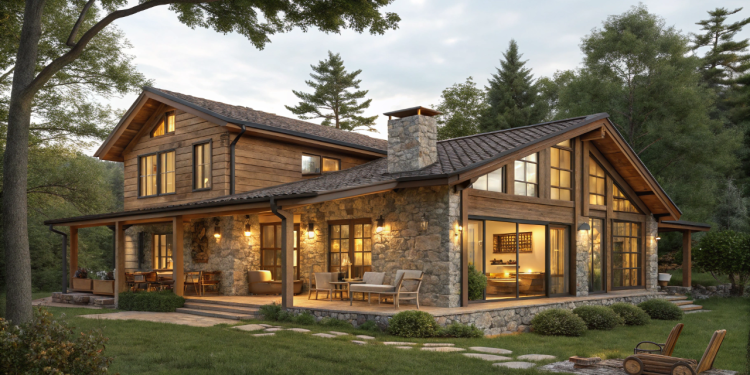 Casa de campo com 3 quartos: conforto, estilo rústico e integração perfeita com a natureza