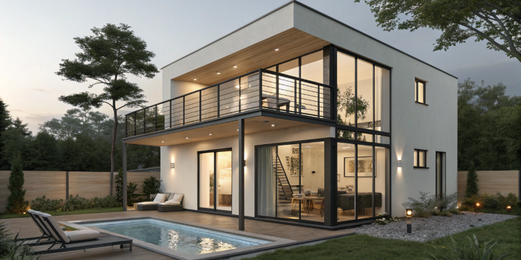 Casa loft 7x7m com mezanino e piscina transforma pequenos terrenos em espaços amplos