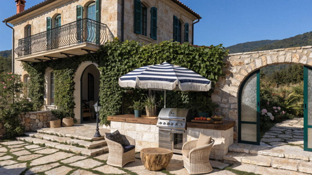 Casa mediterrânea de 145 metros quadrados com varanda gourmet e jardim integrado para conforto total