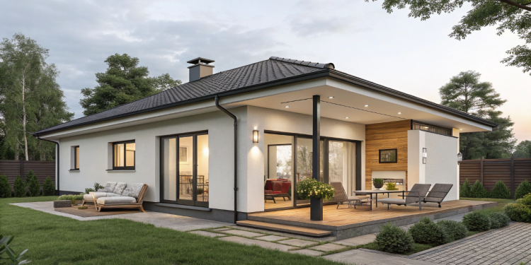 Casa pequena e moderna de 65 metros quadrados com pátio no fundo do terreno une estilo, conforto e funcionalidade