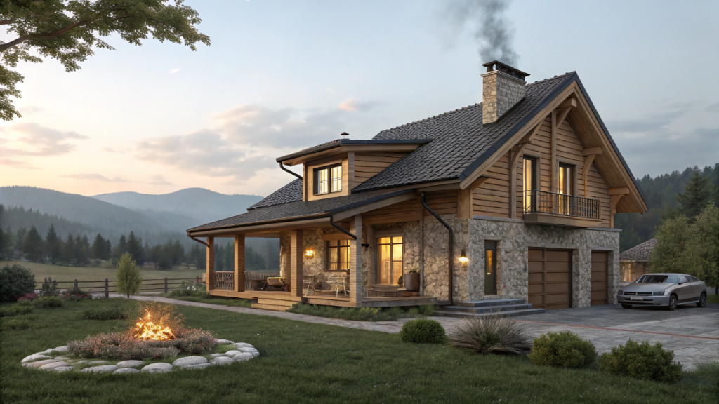 125 metros quadrados de estilo campestre: casa rústica com lareira, varanda ampla e jardim para famílias jovens